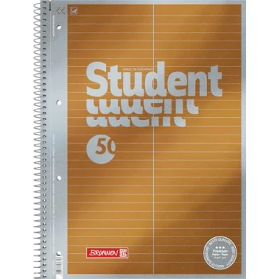 Obrázek Brunnen Poznámkový blok / školní Student Premium Vokabellineatur, 4násobně děrovaný (zušlechtěný vrchní list s metalickým efektem, A4, 90 g/m², 50 listů)