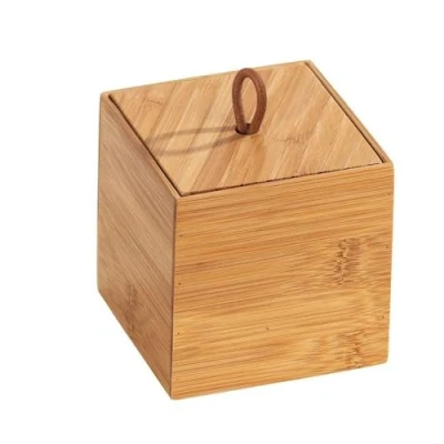 Obrázek WENKO Bambusový box Terra s víkem S, organizér do kuchyně, koupelny a celé domácnosti na koupelnové potřeby, kuchyňské potřeby nebo sladkosti, praktickým poutkem, 9 x cm, přírodní