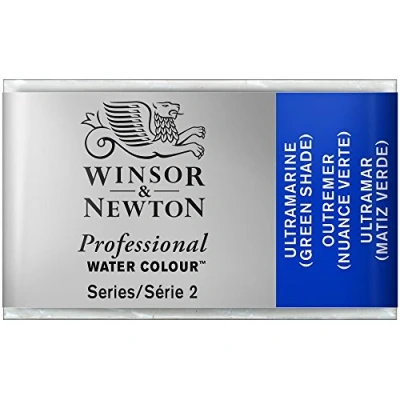 Obrázek Winsor &amp; Newton Profesionální akvarelové barvy 0100667 , živé vodní v umělecké kvalitě, vysoká zářivost barev a svítivost, stálobarevná, archivní kvalita, celá miska ultramarýn (zelený odstín)