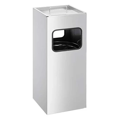 Obrázek Durable Kovový koš na papír s popelníkem, vyjímatelný vnitřní a popelník, hranatý, stříbrný, 333123