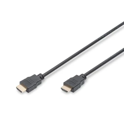 Obrázek DIGITUS HDMI standardní připojovací kabel, typ A St/St 5,0 m s ethernetálem FullHD 1080p/60Hz kompatibilní TV/projektorem/monitorem pozlacené kontakty černý