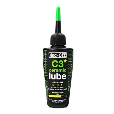 Obrázek Muc Off C3 Ceramic Dry Chain Lube suchý řetězový olej jízdní kolo, 50 ml Premium mazací tuk na řetězy, sprej řetěz s barvivem UV Tracer pro suché a prašné podmínky