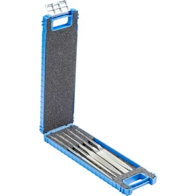 Obrázek PFERD Sada diamantových pilníků na mobil, 5dílná, velikost zrna D 126, 215 mm, v nerozbitném plastovém boxu, 15826272 pro univerzální použití při výrobě nástrojů, stříbrná