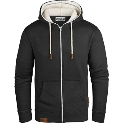 Obrázek Grin&amp;Bear Pánská bunda s kapucí Pulovr Hoodie fleecovou vnitřní stranou GEC490, černá