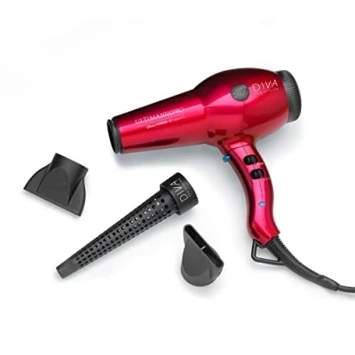 Obrázek DIVA Pro Styling Vysoušeč vlasů/fén Ultima 5000 2200 W, 4 stupně tepla a 2 rychlostní True Cold Shot, červený