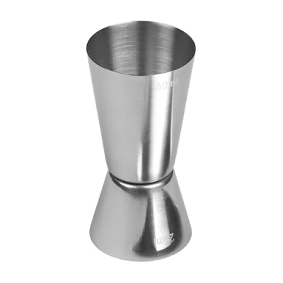 Obrázek Tala Koktejlový metr, ušlechtilá ocel, dvojitá odměrka na lihoviny pro domácí bar, jednotlivý a dvojitý rozměr, 25 50 ml, stříbrná