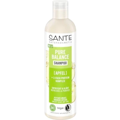 Obrázek SANTE Naturkosmetik Pure Balance šampon bio jablko + 3násobný proteinový komplex, veganský vlasový pro vyčištěné a osvěžující vlasy, dodává suchým vlasům intenzivní vlhkost, 250 ml