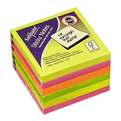 Obrázek Snopake poznámkové samolepicí lístky Post it 76 x mm 6 bloky à 100 listů Neon