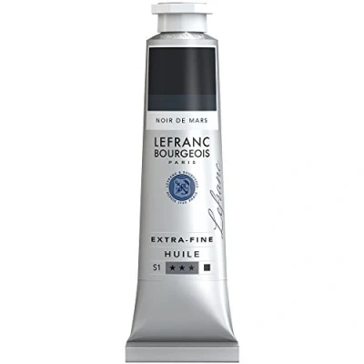 Obrázek Lefranc Bourgeois 405141 extra jemná olejová barva v umělecké kvalitě z vysoce kvalitních pigmentů, živé barvy, vysoká světlostálost, 40ml tuba Marsově černá
