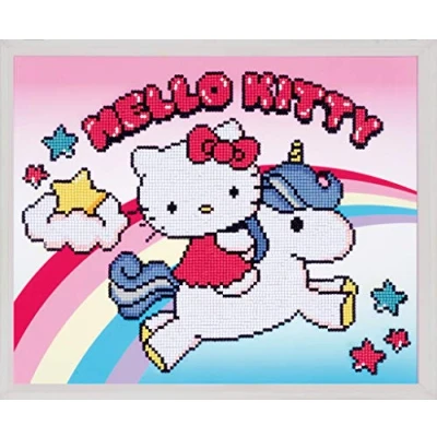 Obrázek Vervaco PN 0173568 Hello Kitty &amp; Einhorn Diamanten Malerei, Acrylic, mehrfarbig, ca. 37 x 30 cm