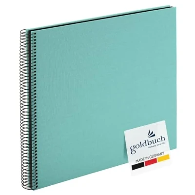 Obrázek goldbuch 25507 spirálové album Bella Vista, fotoalbum 35 x 30 cm, se 40 černými stranami, vzpomínkové ze lnu, fotokniha pro obrázky a fotografie k nalepení, aqua