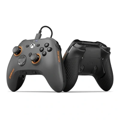 Obrázek Scuf Ovladač VALOR PRO Xbox Performance s kabelem nastavitelné pádla na záda, okamžité spouštěče, palcové kolíky efektem halového efektu, audio ovládání, Series XS, One ocelově šedá