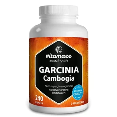 Obrázek Garcinia Cambogia s vysokou dávkou + cholin, pro metabolismus, extrakt z 60% HCA tamarínů malabarských, 240 kapslí na 2 měsíce, doplněk stravy bez přídatných látek, vyrobeno v Německu