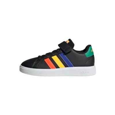 Obrázek adidas Grand Elastic Lace and Top Strap Shoes Tennisschuhe, Core Black/Lucid Blue/Court Green, 28 EU