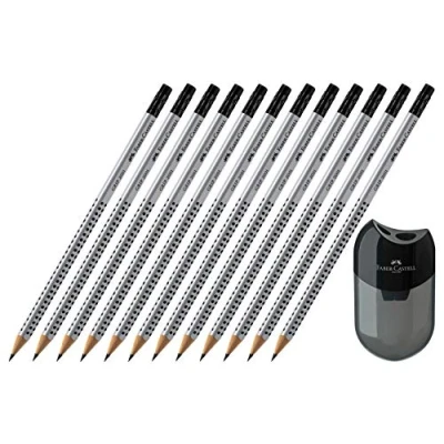 Obrázek Faber Castell GRIP 2001 tužka HB s mazací špičkou (12 tužek + ořezávátko)