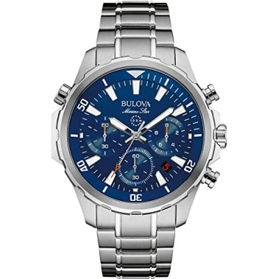 Obrázek Bulova Marine Star 96B256 pánské designové náramkové hodinky Náramek z ušlechtilé oceli vodotěsný modrý ciferník, stříbrná/modrá,