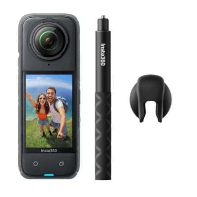 Obrázek Insta360 X4 v balíčku Geht&#039;s vodotěsná akční kamera 8K 360, 4K širokoúhlá videa, neviditelný efekt selfie tyčinky, výdrž baterie 135 minut, zpracování AI, bez microSD karty