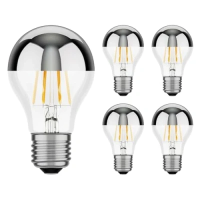 Obrázek ledscom.de 5 kusů E27 LED žárovek, A60, teplá bílá (2700 K), 6 W, 667 lm, hlavové zrcadlo (stříbrné)