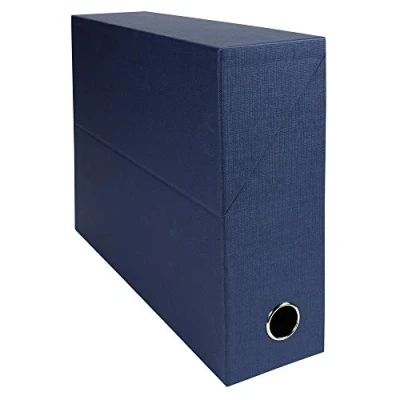 Obrázek Exacompta 89527E Premium Transferbox aus Leinwandpapier 9cm Rückenbreite mit Griffloch DIN A4 dunkelblau ideale Transportbox und perfekt geeignet für die sichere Aufbewahrung Ihrer Ordner