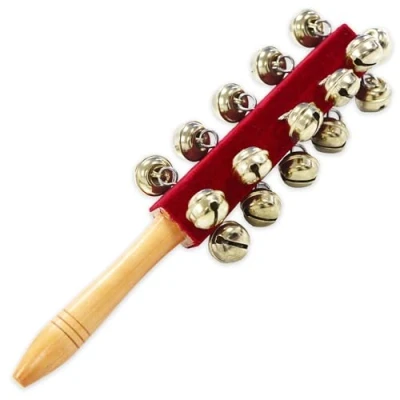 Obrázek A Star 21 Bell Jingle Shaking Sleigh Stick s dřevěnou rukojetí délka 26 cm