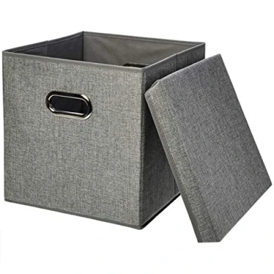 Obrázek Amazon Basics Skládací úložné kostky z pytloviny, 2 kusy, šedé