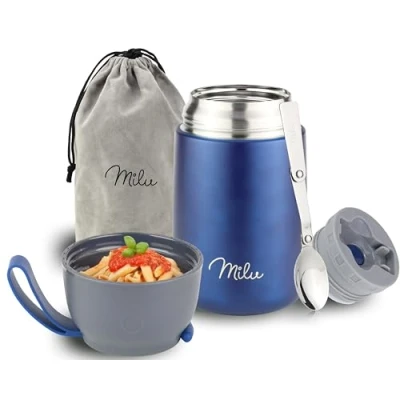 Obrázek Milu® Termonádoba 450, 650 ml Nerezová Nádoba na udržování tepla jídlo pro kojeneckou výživu Thermo Lunchbox Müsli to go námořnická modrá,