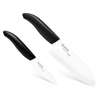 Obrázek Kyocera GEN Dárková sada keramika Santoku nůž s nožem na loupání čepel 14 cm a 7,5 ergonomická rukojeť extrémně ostrý kuchyňský profesionální kuchařský