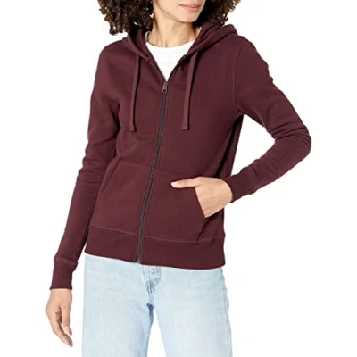 Obrázek Amazon Essentials Dámská mikina s dlouhým zipem z French Terry fleece (k dostání v nadměrné velikosti), vínově červená, XS