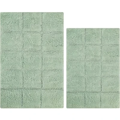 Obrázek Superior Sada koupelnových koberců, protiskluzová, bavlna, kostkovaná, s latexovou zadní stranou, 50,8 x 76,2 cm, 61 91,4 šalvěj, 2dílná