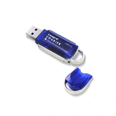Obrázek Integral Memory 32GB Courier 197 256 Bit USB flash disk šifrovaný FIPS 197, ochrana před útoky hrubou silou a super 3.0 přenosovými rychlostmi Encrypted Blue