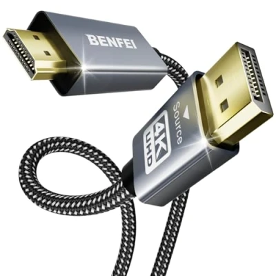 Obrázek BENFEI DisplayPort na HDMI, 4K (DP) HDMI 3 M kabel, kompatibilní s HP, ThinkPad, AMD, NVIDIA, Desktop a další konektor konektor, Space šedá