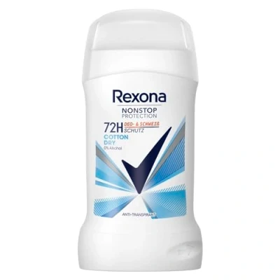 Obrázek Rexona Nonstop Protection Deo Stick Cotton Dry Anti Transpirant s 72hodinovou ochranou před potem a tělesným zápachem 50 ml