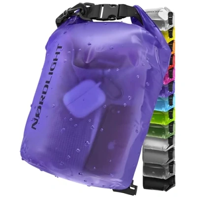 Obrázek Nordlight Dry Bag 10l Vodotěsný vak (fialová) se rolovacím uzávěrem a ramenním popruhem plavání, koupání, pláž, kánoe, Stand Up Paddling, potápění