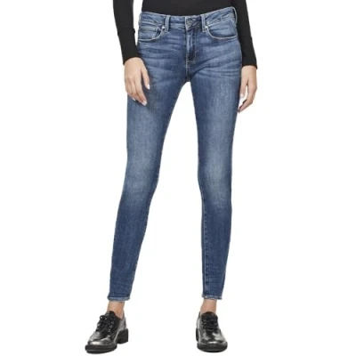 Obrázek G STAR RAW Dámské džíny 3301 Mid Skinny, modré (faded indigo destroyed D05889 8968 A949), 25W / 34L, Modrá (Mazarine Iced Flock C554 c081)