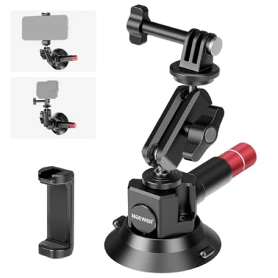 Obrázek NEEWER 3&quot; držák kamery s přísavkou, rameno Magic kulovou hlavou kompatibilní otvory ARRI 1/4&quot;, do auta držákem mobilního telefonu a adaptérem Action Cam iPhone GoPro DJI