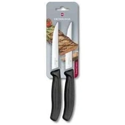 Obrázek Victorinox Swiss Classic, profesionální nůž na steaky a pizzu, extra ostrá čepel, vlnitý brus, 12 cm, nerezová ocel, černý
