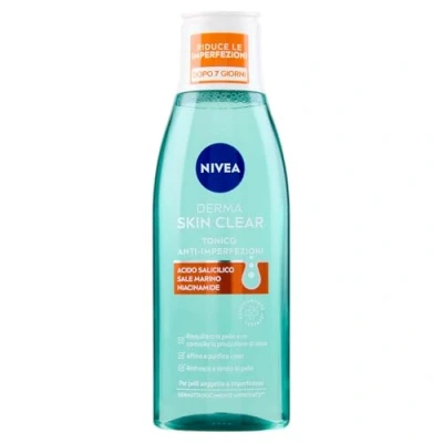 Obrázek NIVEA Derma Skin Clear Gesichtswasser gegen Unreinheiten 200 ml, fettige und Mischhaut mit Salicylsäure, Meersalz Niacinamid, ausgleichendes ohne Ethylalkohol