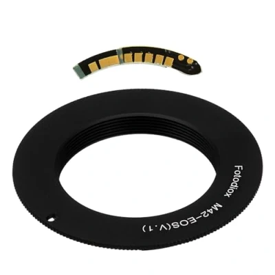 Obrázek Fotodiox Lens Mount Adapter Compatible with M42 Type 1 Screw SLR on Canon EOS (EF, EF S) D/SLR Camera Body Gen10 Focus Confirmation Chip