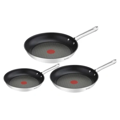 Obrázek TEFAL DUETTO 3dílná sada pánví 20/24/28 cm A704S3 Thermo Spot technologie bezpečná nepřilnavá úprava zdravé vaření snadné čištění vhodné pro indukci šetrné k životnímu prostředí