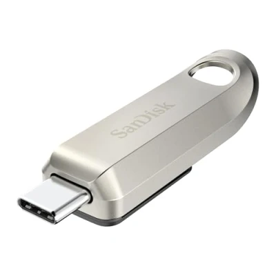 Obrázek SanDisk Ultra Luxe USB typ C disk 64 GB (USB flash disk, 3. 2 Gen 1, kovový design, 300 MB/s čtení, svazek klíčů) stříbrná