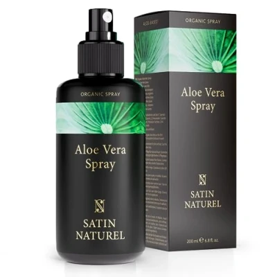Obrázek Satin Naturel Aloe Vera sprej BIO 200 ml Nejlepší z rostlin Vegan přírodní péče po opalování při spálení od slunce a jako hydratační krém na obličej o pleť