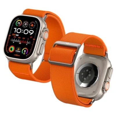 Obrázek Spigen Lite Fit Ultra náramek vyvinut pro hodinky Apple 2/1 49 mm, série 10, 46 mm a 9/8/7/6/5/4/SE 45 44 nastavitelný nylonový řemínek, Oranžová, Moderní