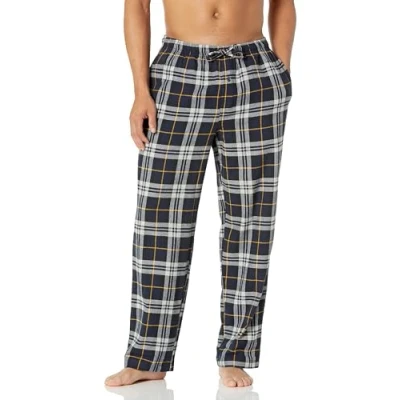 Obrázek Amazon Essentials Pánské pyžamové kalhoty z flanelu (k dostání ve Big &amp; Tall), černé žluté károvaný vzor, S