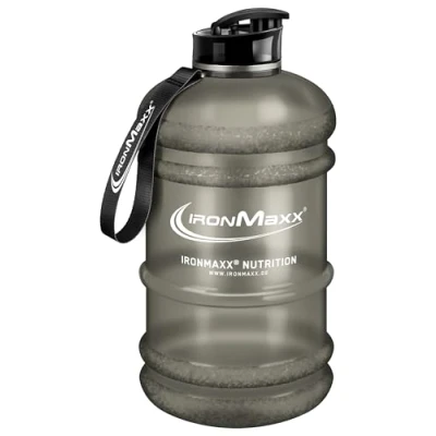 Obrázek IronMaxx Water Gallon Frosted Grey 2200 ml bez BPA &amp; DEHP neprosakující láhev na pití se stupnicí k dostání v různých barvách