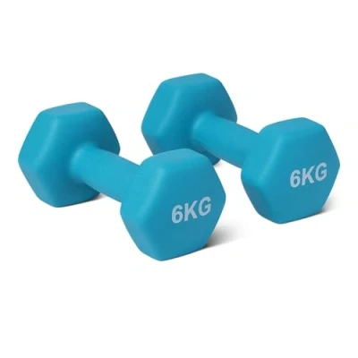 Obrázek Amazon Basics Sada činek, neoprenový povlak, 6 kg, azurová