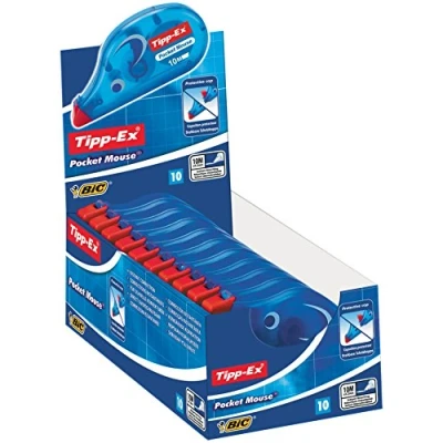 Obrázek Tipp Ex korekční váleček Pocket Mouse s ochranným krytem, 10 m x 4,2 mm, balení po kusech, ideální do kanceláře, domácí kanceláře nebo školy