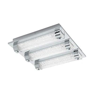 Obrázek EGLO LED stropní svítidlo Tolorico, se 3 žárovkami, koupelna lampa z ušlechtilé oceli, skla a křišťálu v chromu, čiré, do vlhkého prostoru, neutrální bílá, IP44, D x Š 35