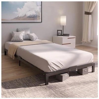 Obrázek Dreamzie Rám postele 80 x 200 z kovu postel pro matrace jednolůžko, výška 25 cm robustní, snadná montáž, rozsáhlý úložný prostor černý lamelový rošt