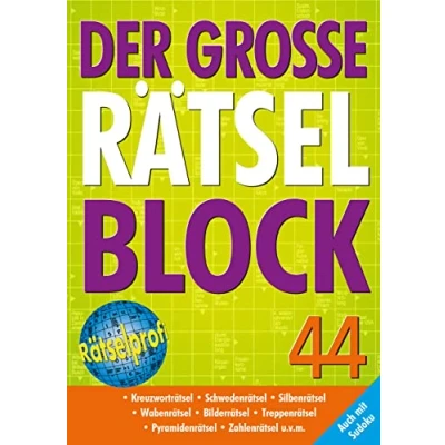 Obrázek Der große Rätselblock 44: Kreuzworträtsel, Schwedenrätsel, Silbenrätsel, Wabenrätsel, Bilderrätsel, Treppenrätsel, Pyramidenrätsel, Zahlenrätsel u.v.m. Auch mit Sudoku