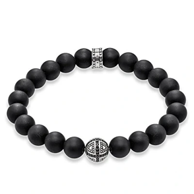 Obrázek Thomas Sabo Pánský náramek Rebel at Heart Obsidian černý 925 sterlingové stříbro A1355 705 11